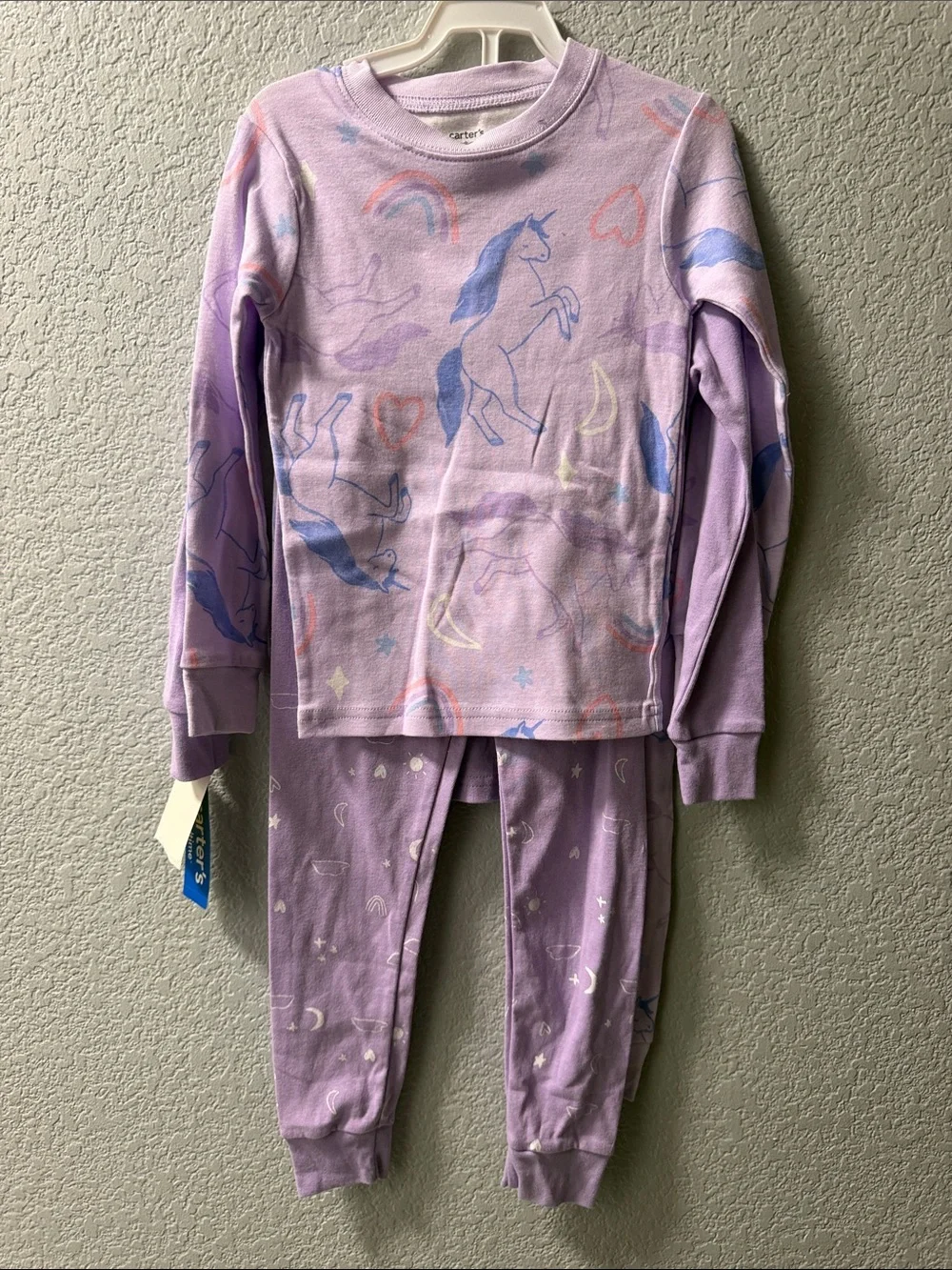 Carter's Lavender Unicorn & Rainbow Pajama Set